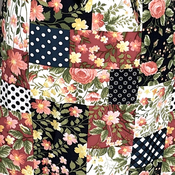 SHEIN Curve NEW Red Blue White Patchwork Pattern Tie Front Halter Dress Size 1X - Picture 3 of 7